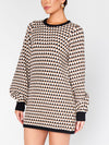Marion Sweater Dress in Black Geo Knit