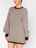 Marion Sweater Dress in Black Geo Knit