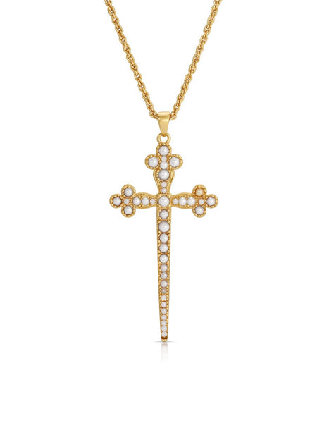 Athena Cross Necklace in Pearl