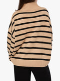 Oversized Funnel Neck Sweater in Soft Taupe & Black