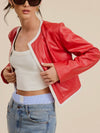 Faux To Go Leather Jacket in Red