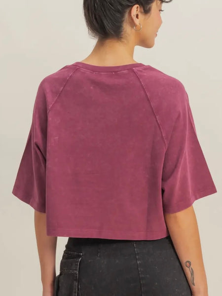 Very Berry Crop Tee in Dark Cherry