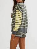 Callie Sweater in Butter Grey Stripe