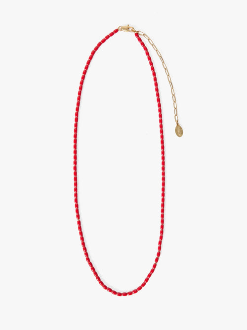 Enamel Barrel Chain Necklace 18" in Poppy