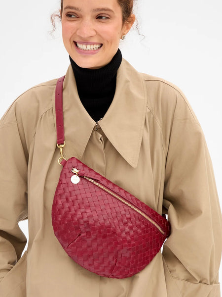 Grande Fanny in Garnet Medium Woven Diagonal