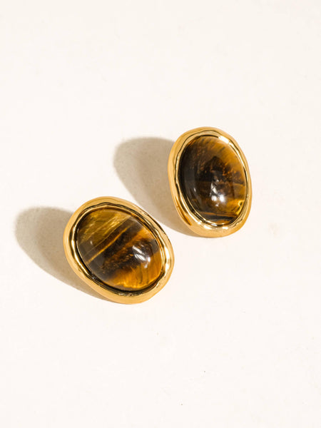 Dahlia Vintage Stone Earring in Brown