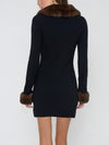 Christie Mini Dress in Black Knit Faux Fur