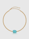 Gold Beaded Turquoise Nugget Necklace