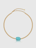 Gold Beaded Turquoise Nugget Necklace