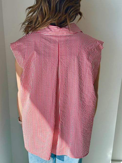 Patty Stripe Top in Rouge