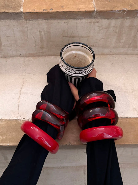 The Formentera Bangle Set in Red