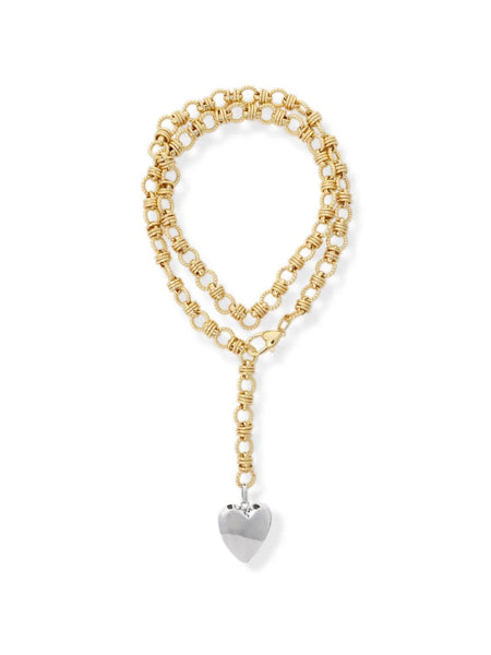 Rowan Heart Long Necklace in Silver