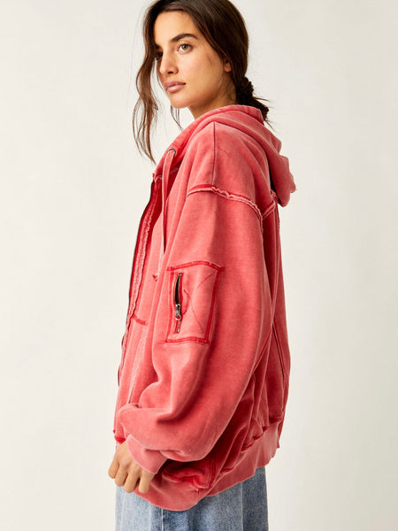 By Your Side Lined Hoodie in Cherry Crush