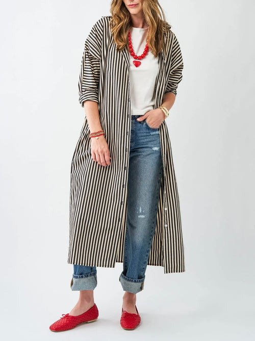 Colette Shirt Dress in Black & Cream