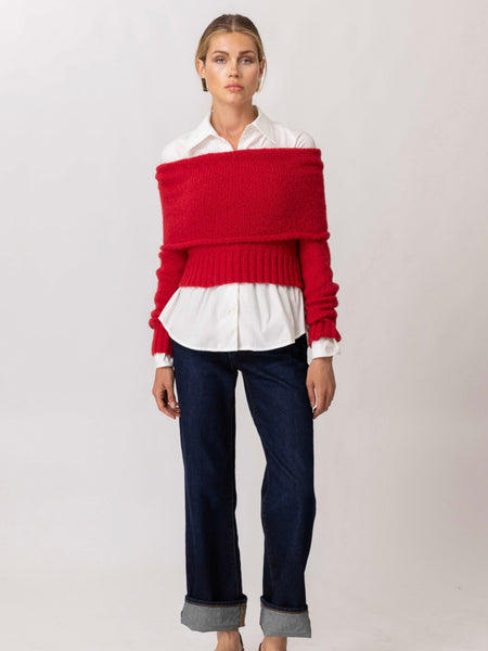 Madex Off The Shoulder Sweater in Red