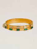 Tanith Baguette CZ Bangle in Green