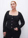 Ponte Button Corset Top in Black