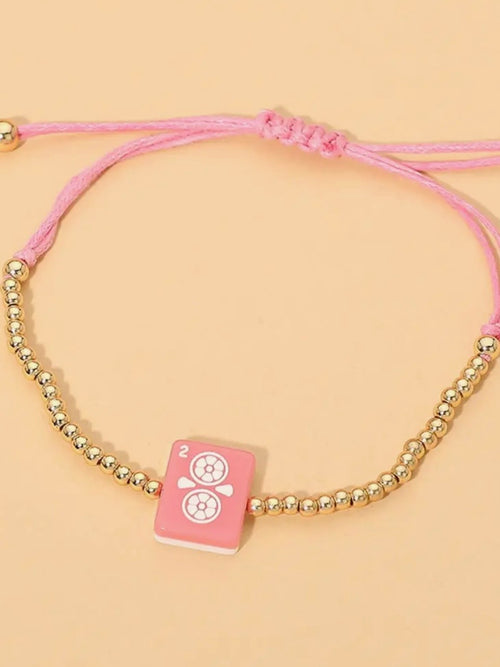 Mahj Charm Bracelet in Pink & Gold