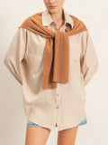 Soften Your Shoulders Button Up in Camel