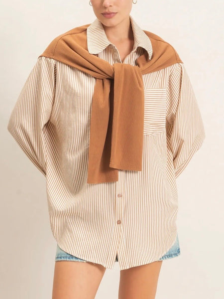 Soften Your Shoulders Button Up in Camel