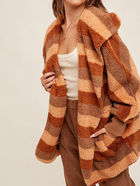 She's Printed Fuzzy Wuzzy in Rust Stripe One Size