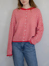 Piper Cardigan in Red Stripe