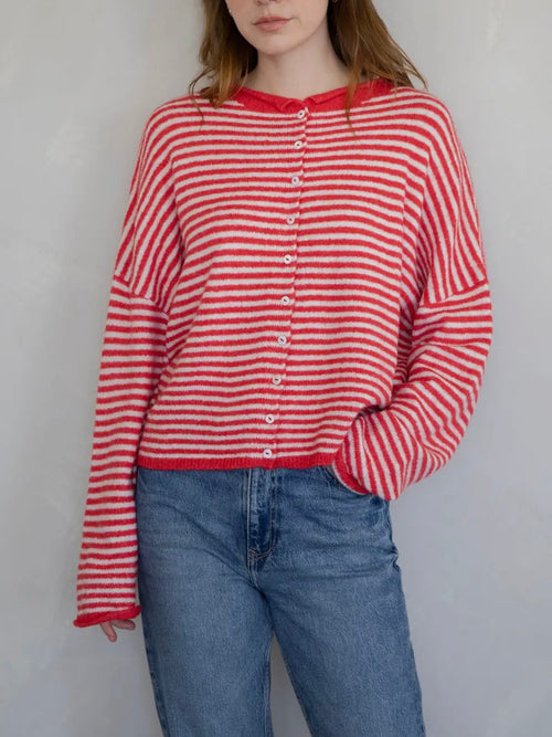 Piper Cardigan in Red Stripe