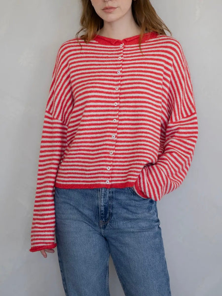 Piper Cardigan in Red Stripe