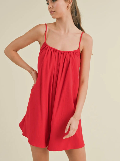 For The Love of Linen Romper in Red