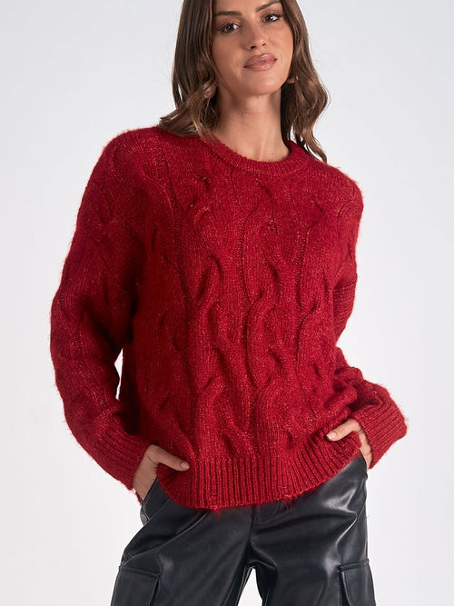 Can You Cable Sweater in Red