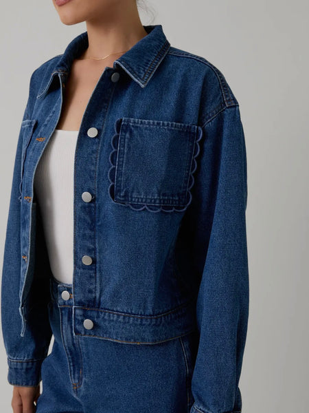 Strong Shoulders & Scallops Denim Jacket