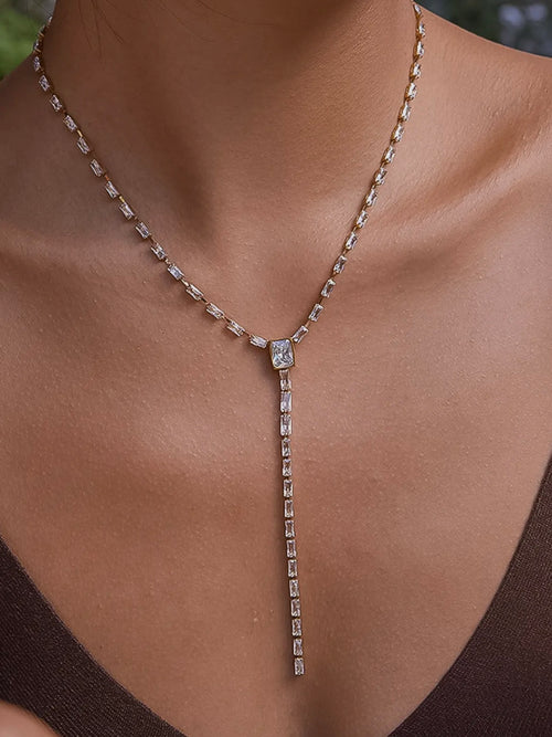 Cieline CZ Lariat Necklace