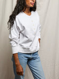 Bowen Button Sweatshirt in White
