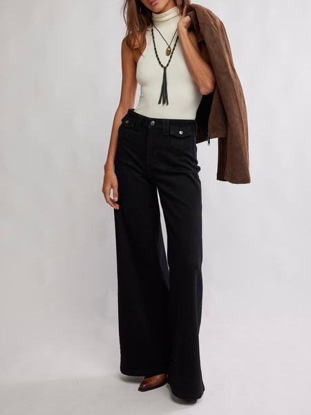 Kellee High Rise Palazzo in Black Eyeliner