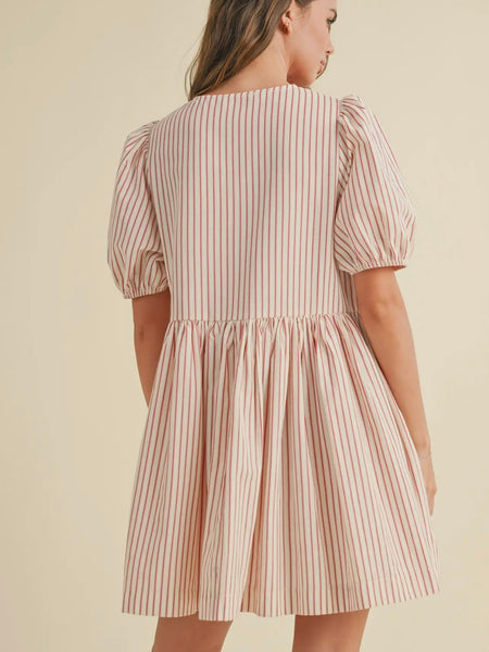 Stripe Me Down Mini Dress in Red