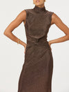Riana Dress in Brown Metallic