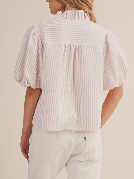 Ruffles At The Resort Button Up in Pink
