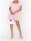 Smitten Baby Doll Dress in Rosette Mesh Pink