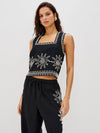 X RAILS Akira Top in Black Embroidery Linen