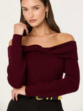 Tilde Off The Shoulder Sweater in Wine
