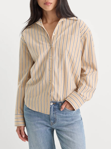 The Poplin Easy Shirt in Dune Stripe
