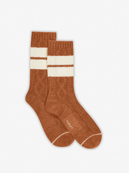 Eagleson Plush Cable Sock in Almond/Egret