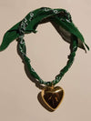 Oversized Heart Bandana Necklace in Dark Green