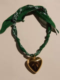 Oversized Heart Bandana Necklace in Dark Green