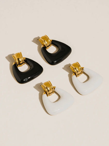 Janelle Enamel Drop Earrings in Black