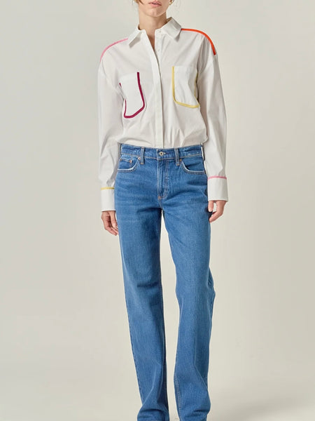 Piped To Perfection Button Up in White