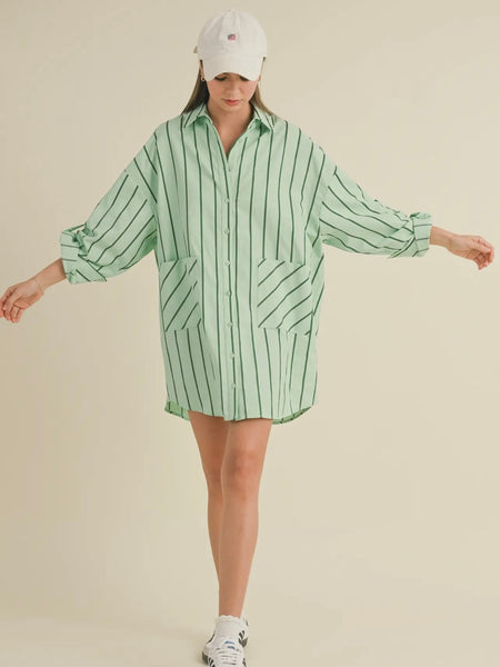 Just Right Shirt Dress in Green