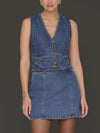 Braided Trim Denim Vest in Highside Wash
