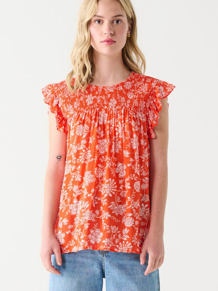 Elena Printed Top in Clay Combo