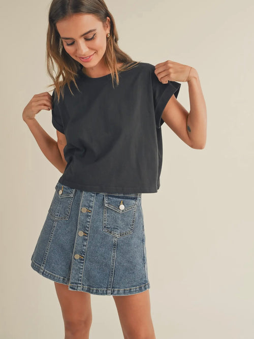 Basic B Crop in Vintage Black